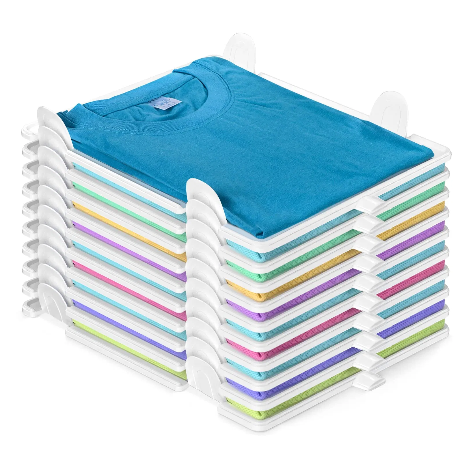 10-Packed Stackable Shirt Organizer for Efficient Closet Storage and Easy Access