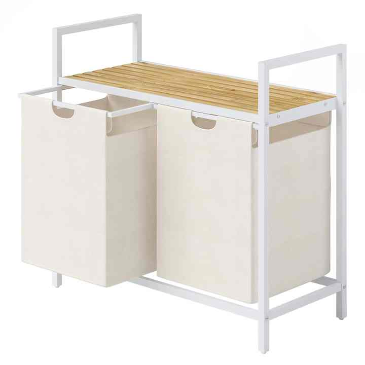 Bamboo Bedroom with Three Drawer Laundry Basket for Storage