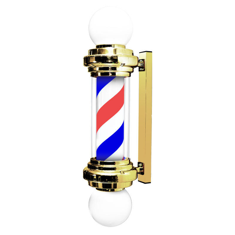 Vintage LED Barber Pole Light with Rotating Illuminated Sign