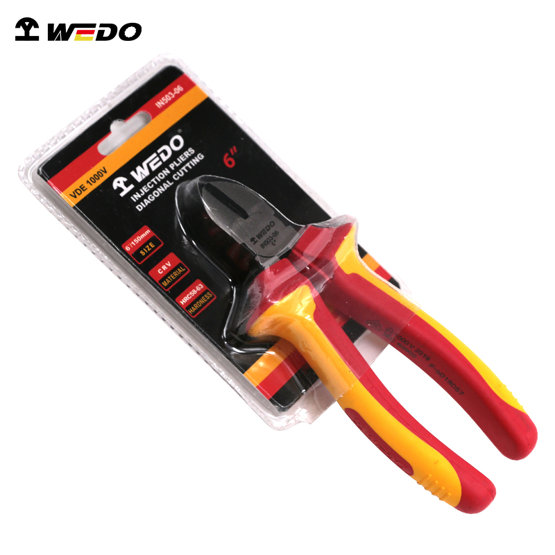 WEDO 6" 7" Insulated Diagonal Pliers VDE 1000V Side Wire Cutters Injection Pliers Nippers Anti-Slip Handle