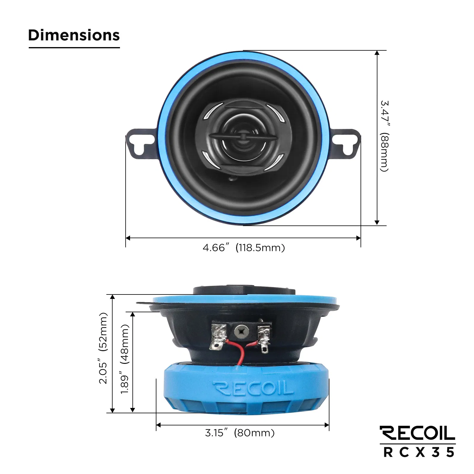 Edge Rcx35 Echo Series 3.5-Inch Car Audio Coaxial Speaker
