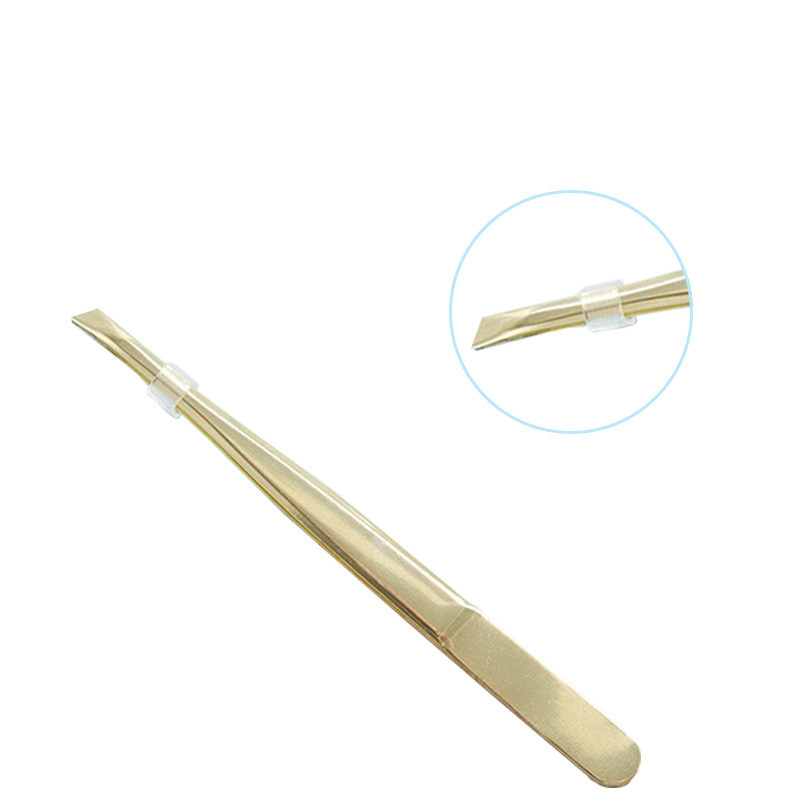 High-Precision Stainless Steel Eyebrow Beard Tweezers Professional Flat Tip Hair Removal Tool