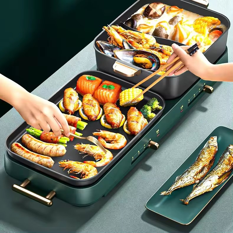 Hot Sale 2 in 1 BBQ Grill Detachable Hot Pot Multi-Functional Electric Grill