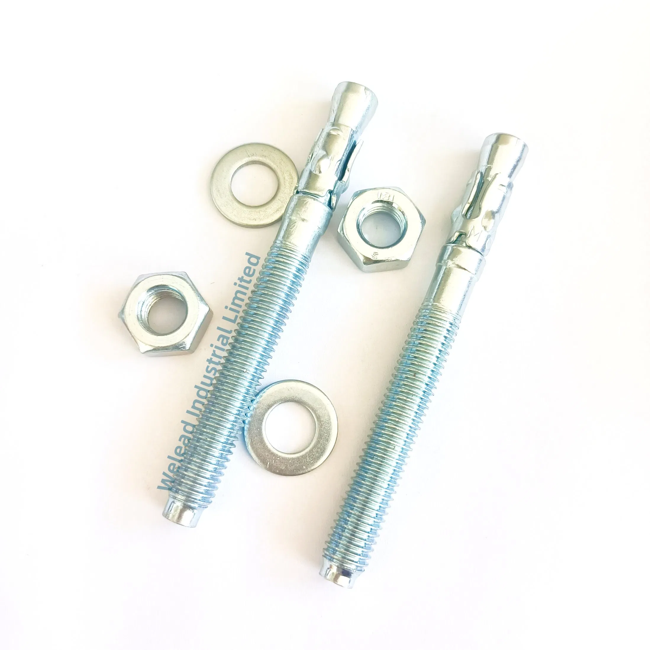 Wholesale China Factory Wedge Anchor Throughbolt Concrete Fastener Threaded Expansion Bolts Carbon Steel Zinc Galvanization Grade 4.8