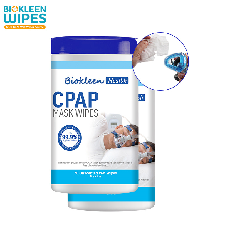OEM Factory Price Disposable Organic Bamboo Fabric Biodegradable 70CT Aloe Vera CPAP Cleaner Wipes