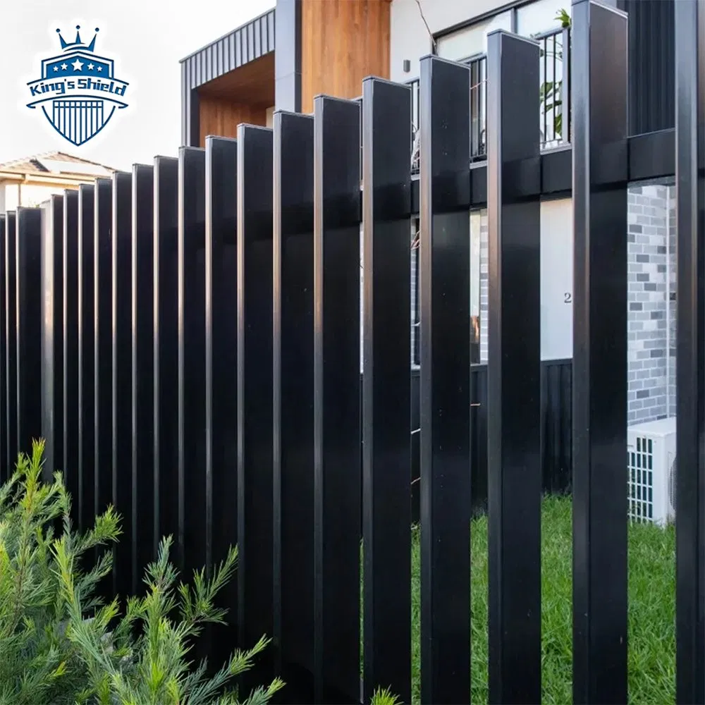 Modern Decorative Powder Coated Black Garden Metal Slat Aluminum Blade Fence Panels