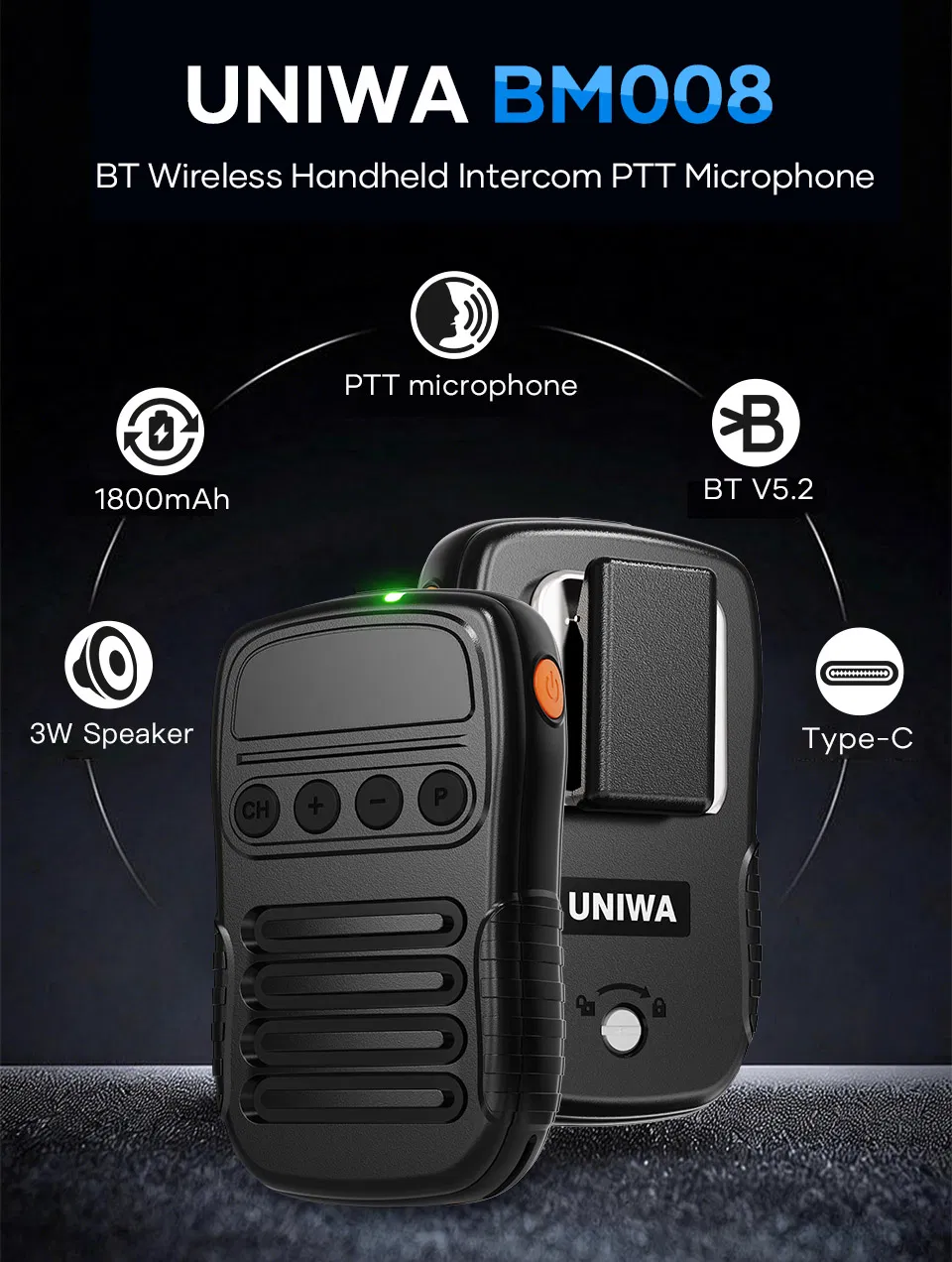 Радиомикрофон Uniwa BM008 с Bluetooth и док-станцией