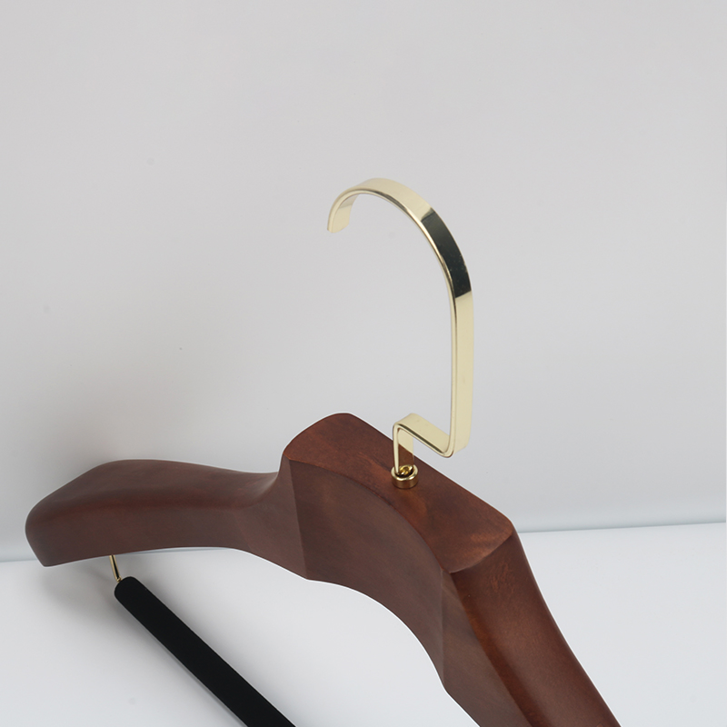 Custom Logo Adult Clothes Solid Wood Hanger Modern Style Non-Slip Wooden Suit Coat Pant Hanging Bar with Wide Shoulders