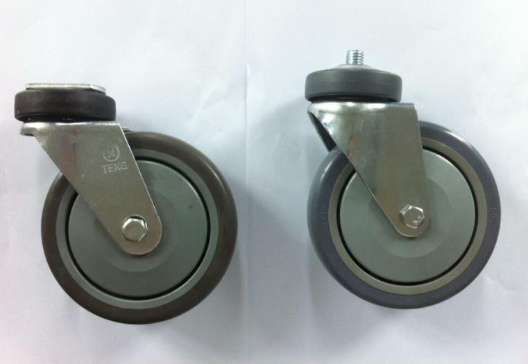 5inch PU Fixed Escalator Caster with Plastic Thread Cover for Metal Shopping Cart