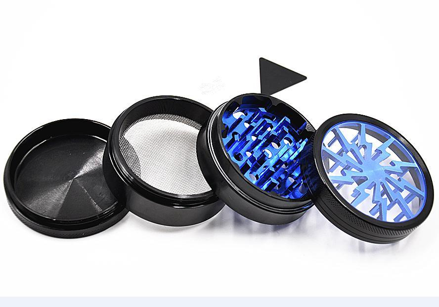 Hbking Zinc Tobacco Hookah Grinder 50mm 4 Parts Black and Silver Glass Water Pipe