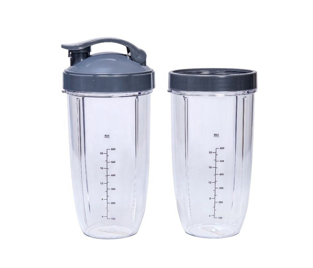 32oz Tall Cups with Flip Top to Go Lip and Lid Ring for Nutri Blender
