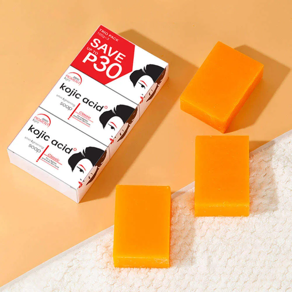 200g Solid Herbal Kojic Acid Papaya Soap Handmade Bar for Acne & Dark Spots Brightening Body & Hand Care