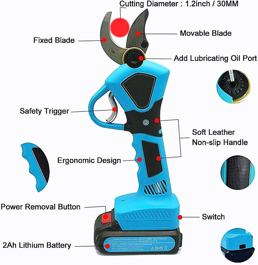 Аккумуляторные электроножницы для обрезки веток Feihu 20V