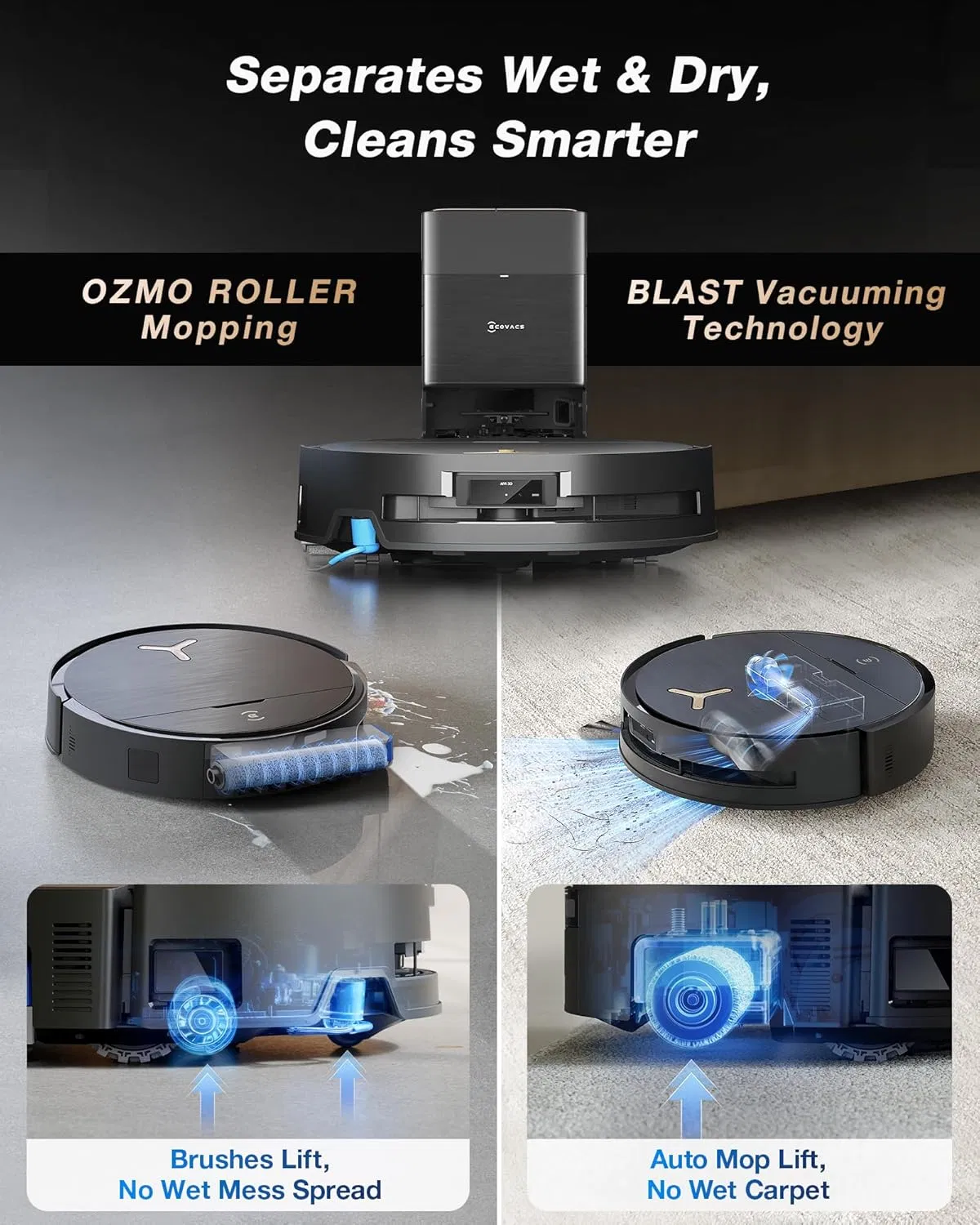 Omni Robot Vacuum and Mop 16, 600PA Blast Suction Ozmo Roller Instant Self-Washing Mopping