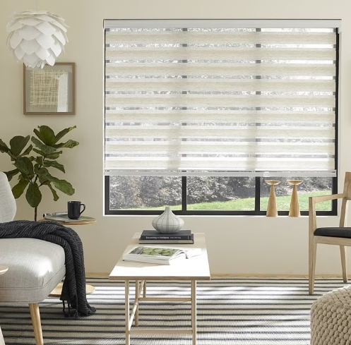 Window Shades Decoration Double Layer Dual Blackout Sunshade Day and Night Zebra Electric Blind for Office Hotel