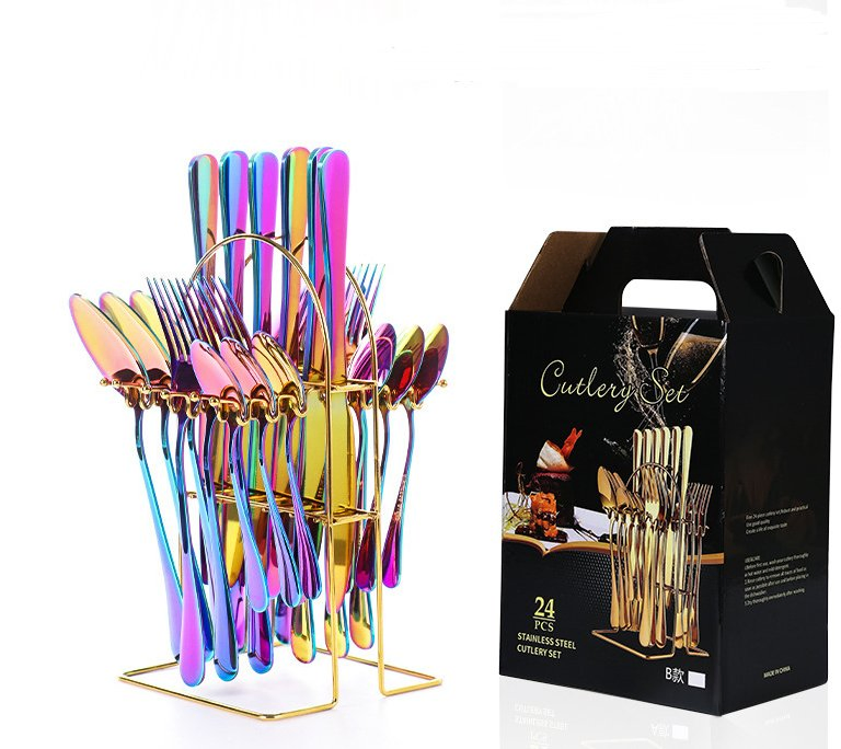 24 PCS Knife Spoon Fork Set Stainless Steel Flatware Cutlery Set