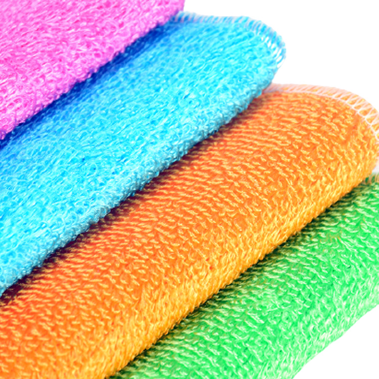 Multi Function Reusable Household Kitchen Antibacterial Customized Bamboo Fiber Cleaning Dish Cloth