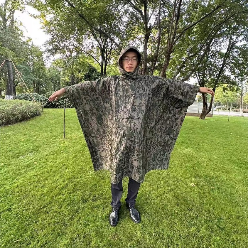 Fast Delivery Rainponch Digital Camouflage Rain Poncho Camo Raincoat Long Size
