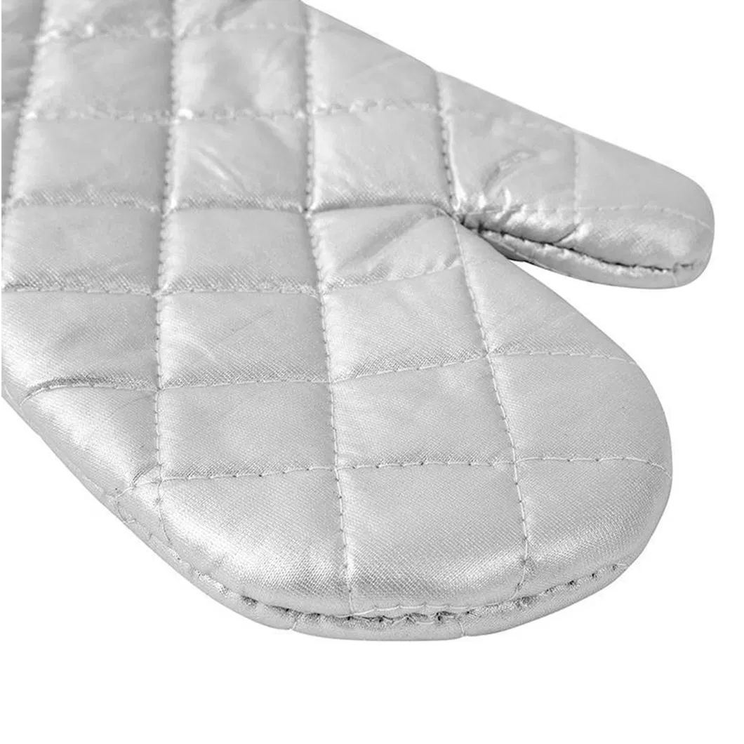 Heat Resistant Cotton Oven Glove Oven Mitt Silver Color Microwave Baking Insulated Gloves 1 PC Price