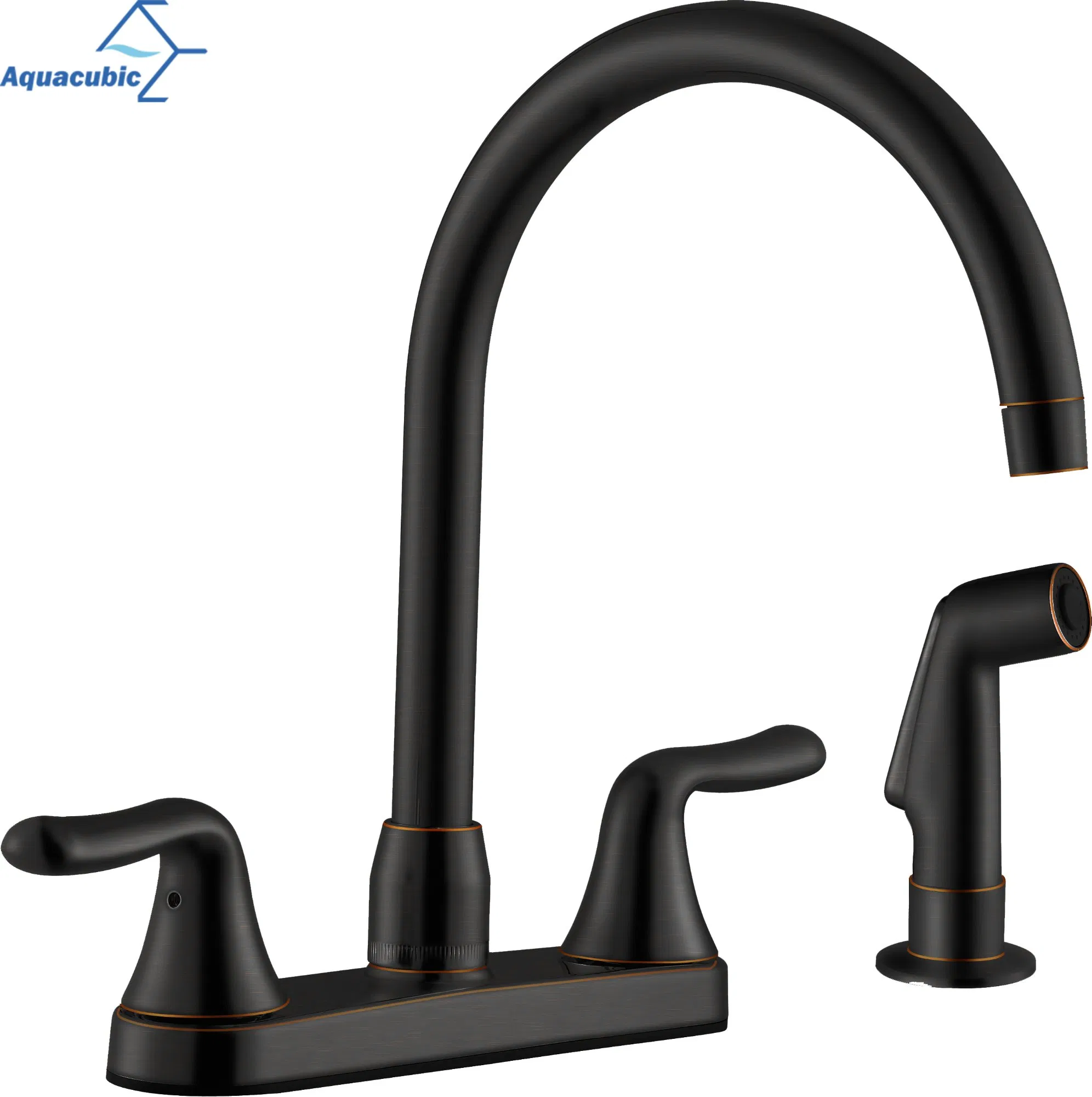 Aquacubic Lead-Free Cupc Lavatory Faucet Mixer Double Handle Tap Kitchen Sink Faucet