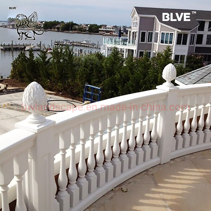 Blve Outdoor White Marble Stone Granite Railing Handrail Stone Baluster Balustrade for Stair Columns