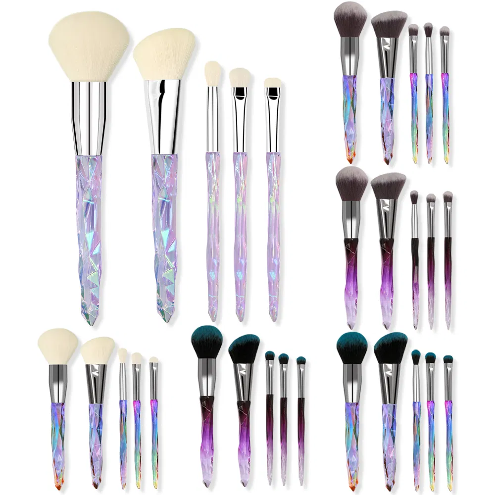5PCS Professional Makeup Brushes Diamond Crystal Transparent Handle Make Up Brushes Set