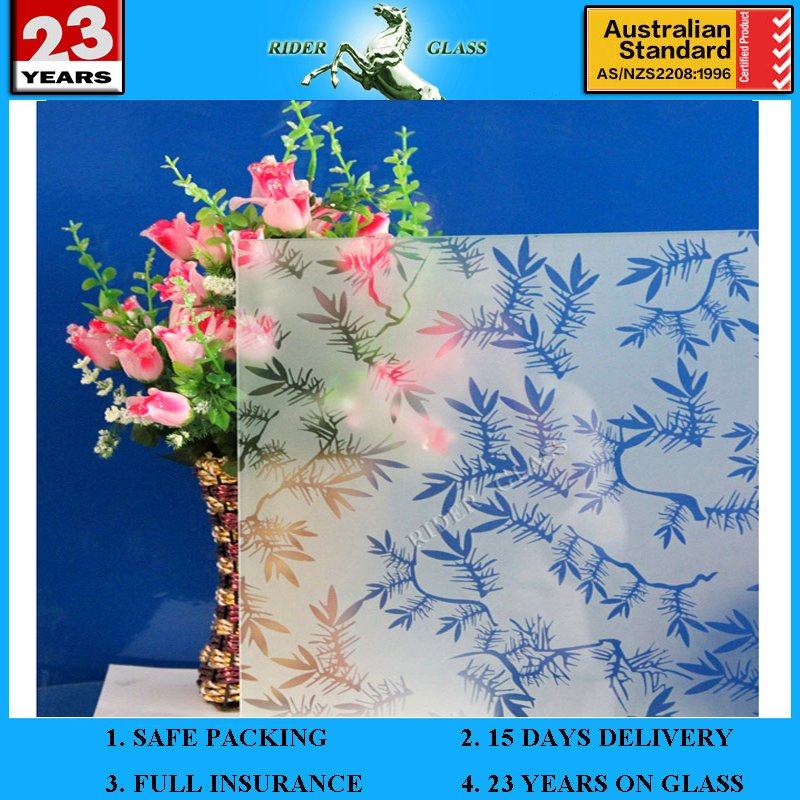 3-5mm Acid Etched Pattern Glass for Bathroom Partition