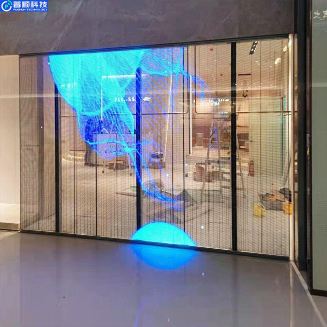 Pushunled High Quality Transparent LED Video Wall P3.9-7.8 Transparent LED Film Screen Display