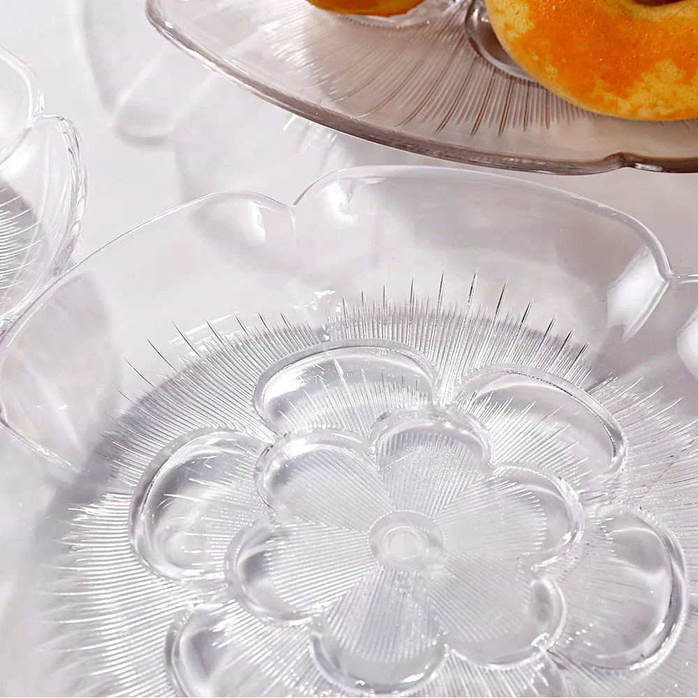 Elegant Floral Petal Serving Bowl Polished Plastic Fruit/Dessert Plate with Leaf Design