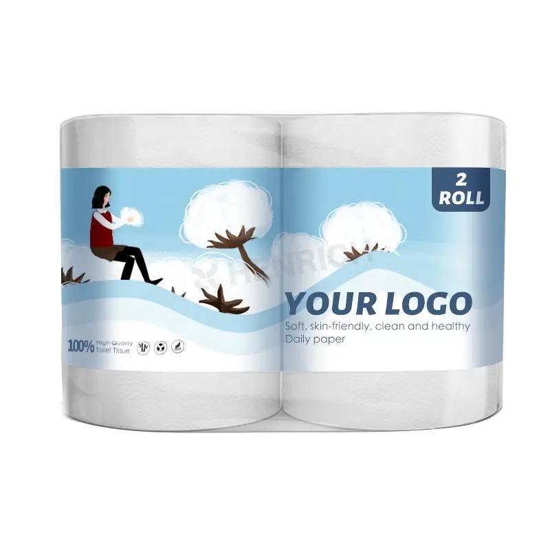 Coreless 2/3/ 4 Ply Pure White Toilet Tissue Paper Soft and Customizable Roll Paper Bathroom Tissue
