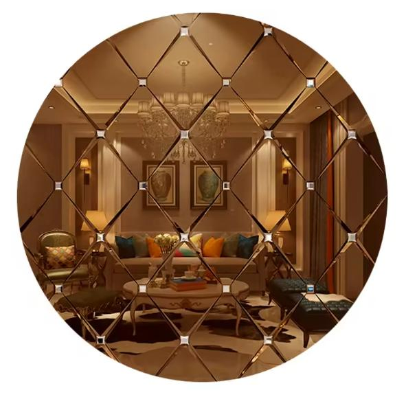 Wholesale 4mm-8mm Hexagon Golden Brown Mirror Beveled Edge Mosaic Mirror Wall Tiles