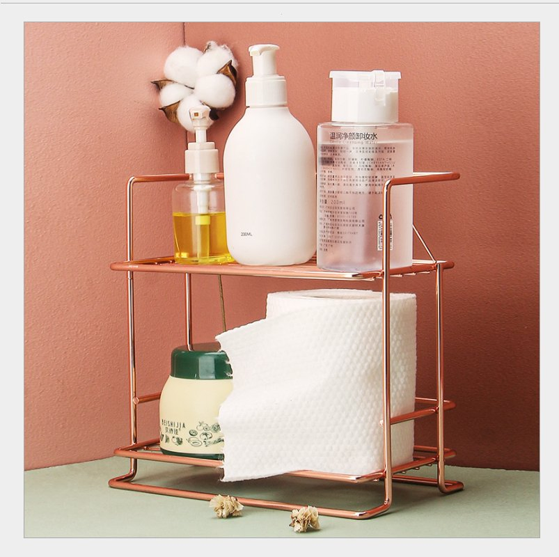 Double Layers Iron Cosmetics Storage Rack Household Desktop Cosmetics Storage Rack