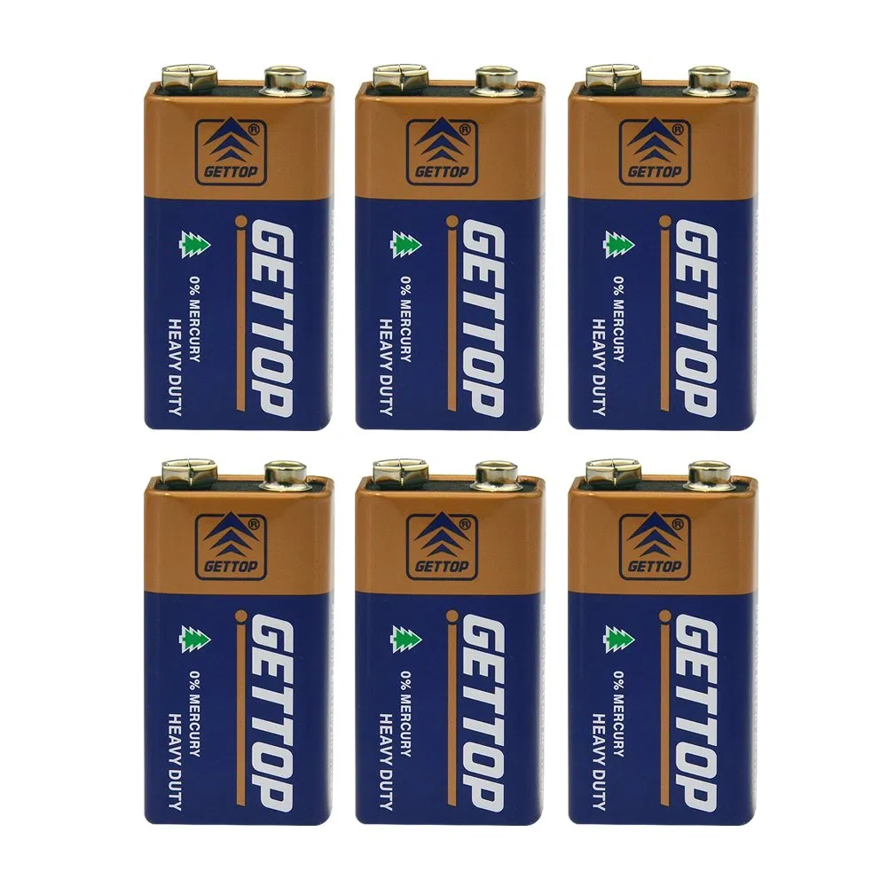 Gettop 9V 6f22 Carbon Battery Multimeter 9 Volt 6f22 Iron Case Disposable Dry Batteries for Toy Remote Control Microphone Walkie Talkie