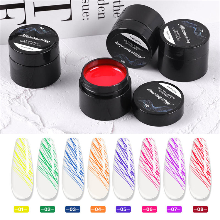 Wholesale Night Glitter Nail Art Spider Drawing Painting Gel Supplies for Nail Salon Beauty Design