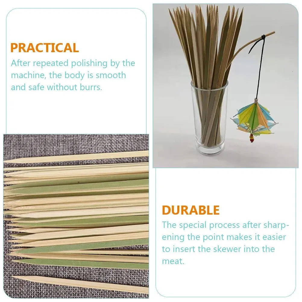 Eco-Friendly Bamboo Flat Skewers for Outdoor Grilling Kabob Skewers Barbeque Sticks