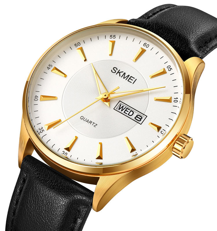Relojes Quartz 2075 Simple Luxurious Genuine Leather Strap Unique Watch