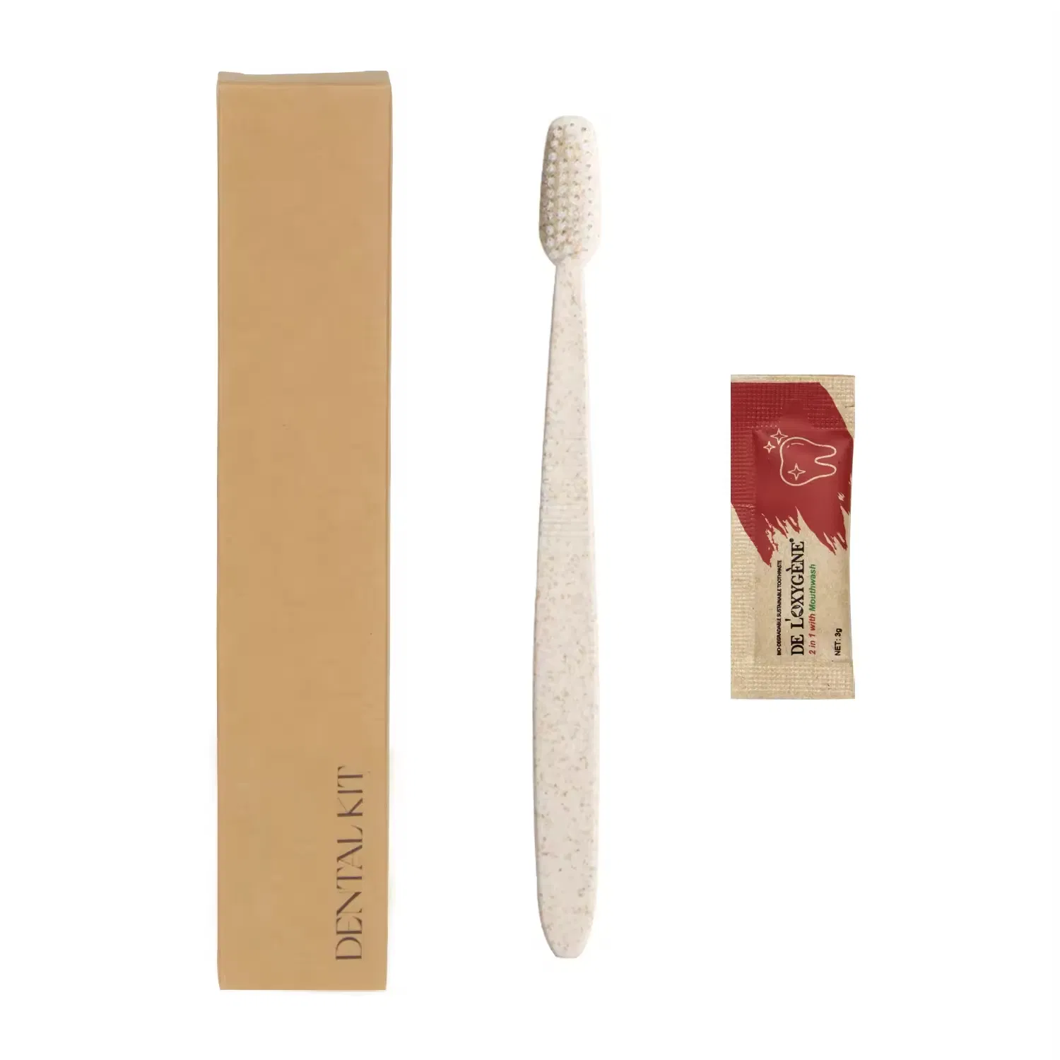 Travel Dental Kit Featuring Hotel Toothbrush and Mini Toothpaste