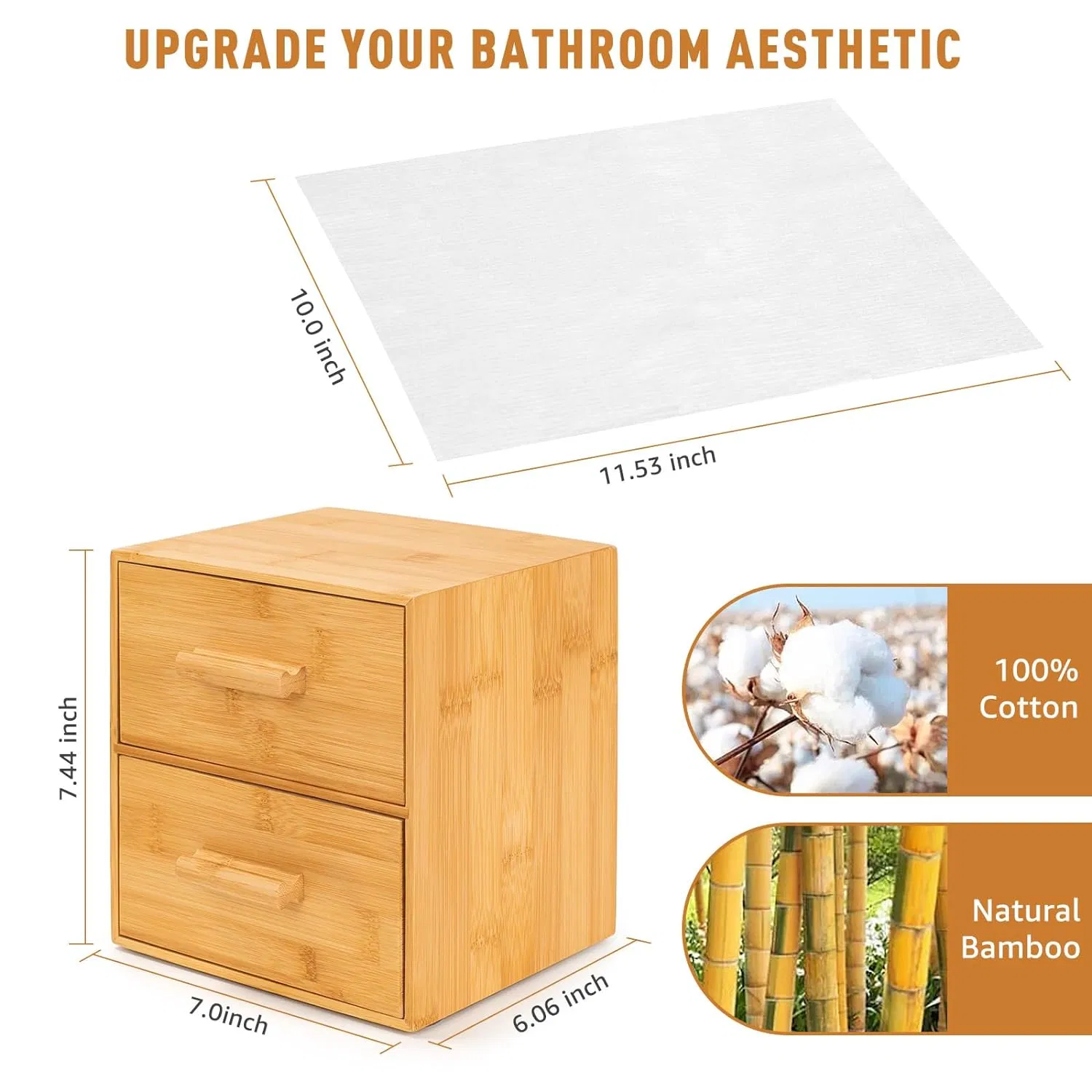 Bamboo Household Simple Bathroom Countertop Storage Face Wash Tissue Paper Napkin Storage Box Pull Box