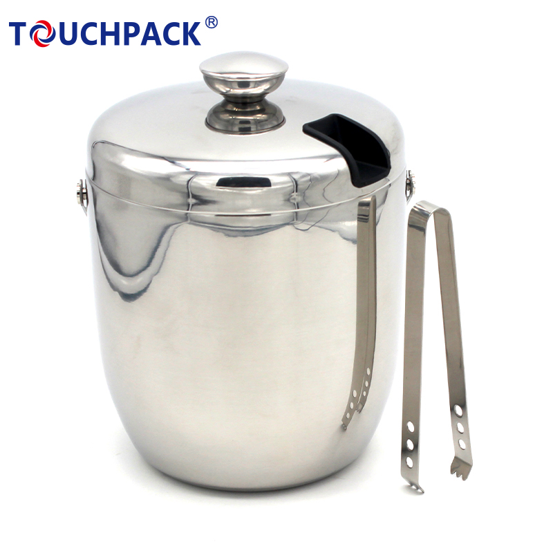 High Quality Double Wall Portable Metal Stainless Steel Ice Bucket with Sealed Lid and Carry Handle