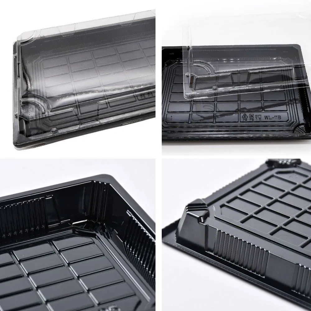 Wholesale Customized Eco-Friendly Stackable Plastic Disposable Food Packaging Take out Sushi Togo Box with Anti-Fog Lid