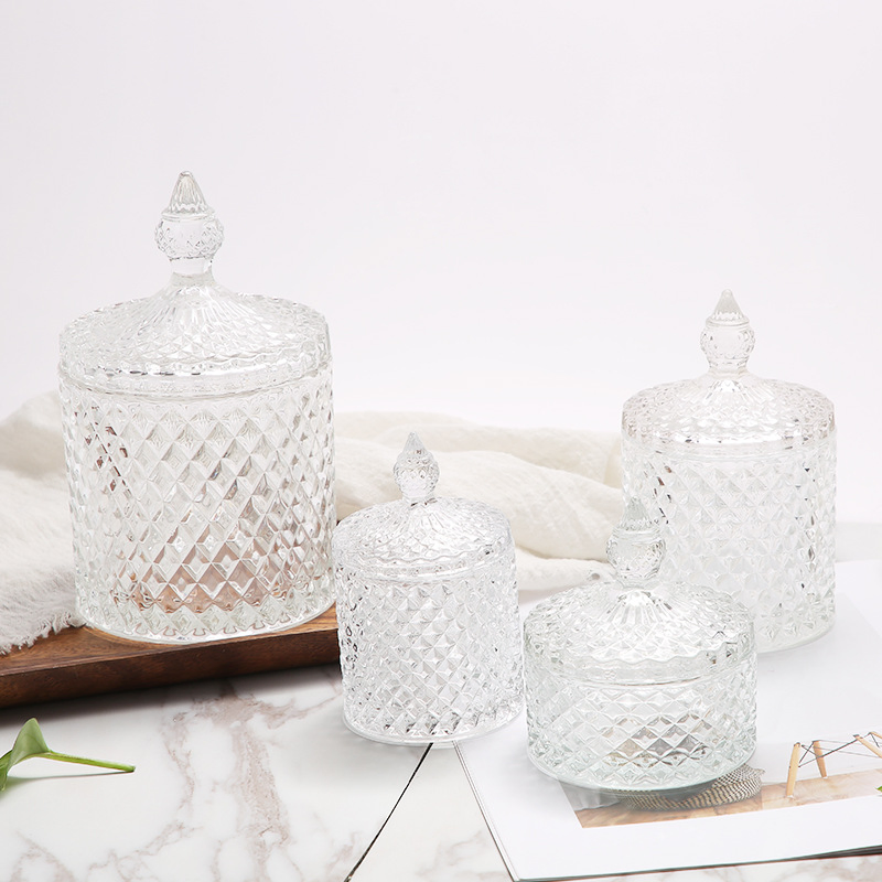 Glass Apothecary Jars with Lid Bathroom Decor Clear Cotton Ball Storage Organizer