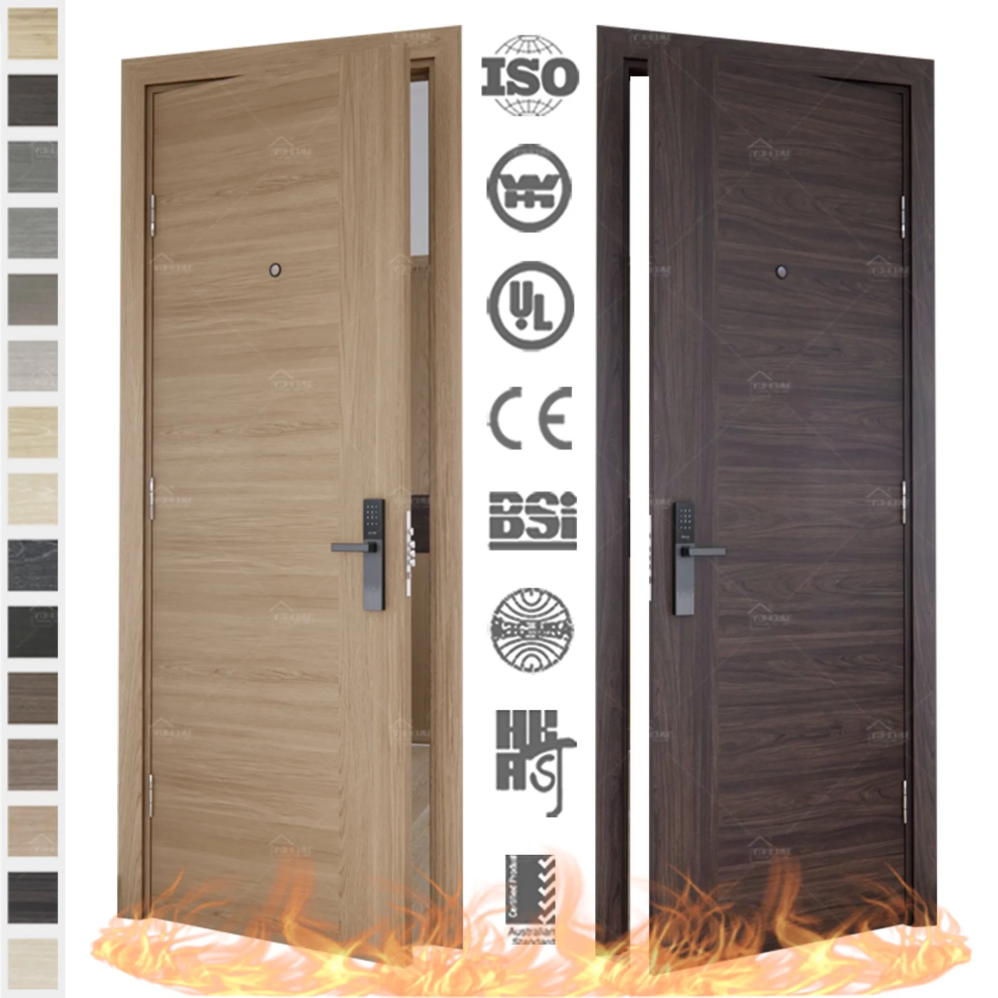 China Top Fire Doors Factory Custom Interior Fireproof Wood Door for Interior Architectural Sound Sct40 Fire Resistant Wooden Doors