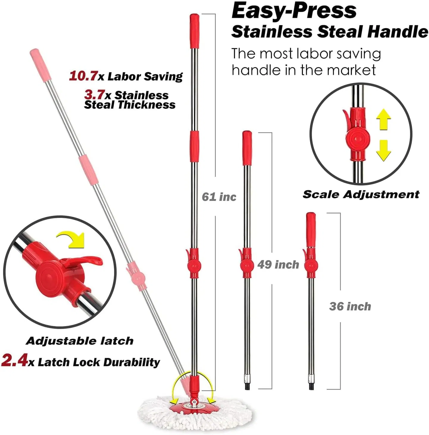 Upgraded Self-Balanced System Home Kitchen Floor Cleaning Bucket Wringer Set Spin Mop