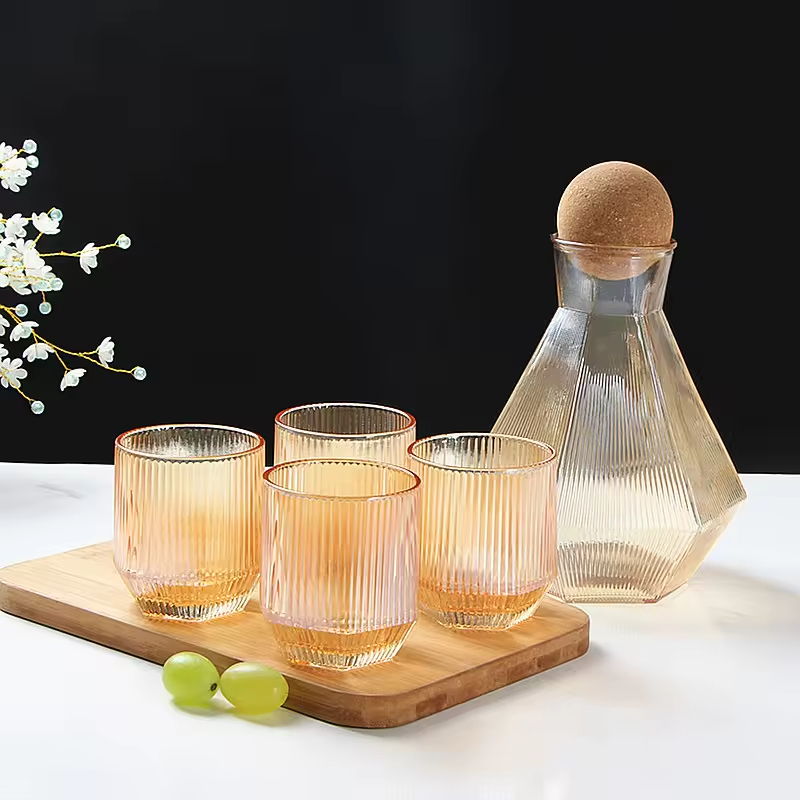 Premium White Material Hexagonal Decanter and Glasses Set