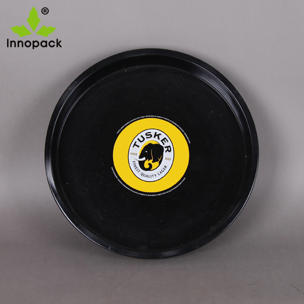 Custom Printed Black Round Tin Tray