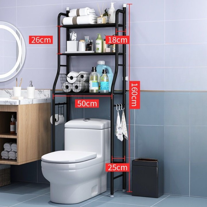 3 Layer Multipurpose Adjustable Toilet Paper Bathroom Stand Organizer Shelf