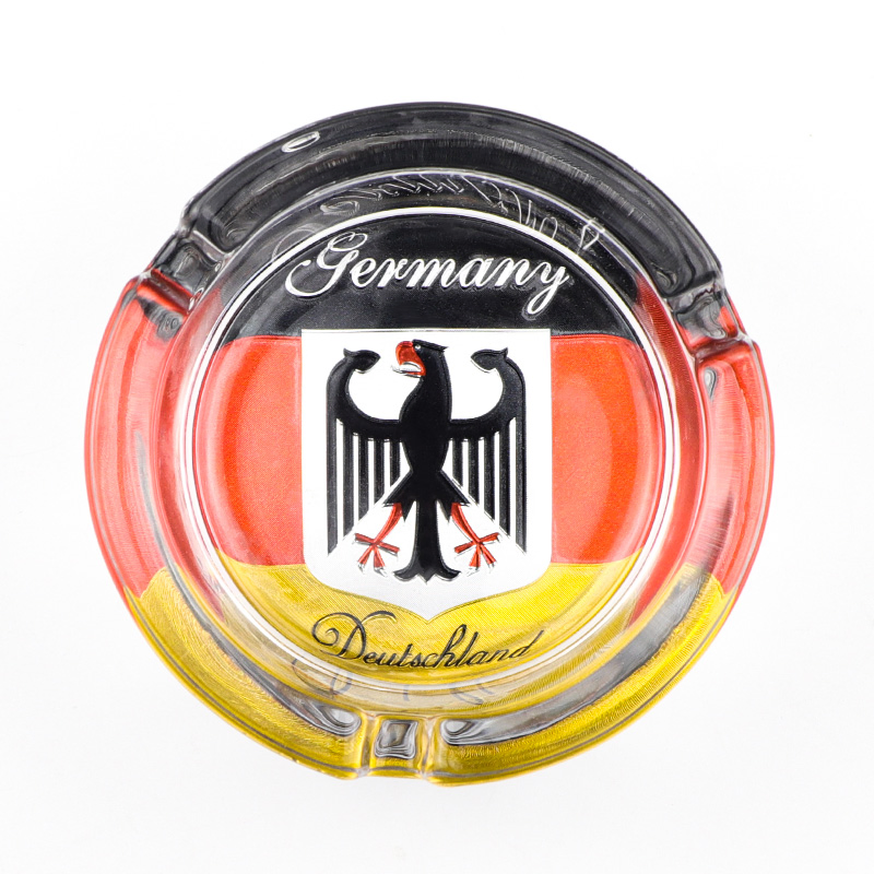 Wholesale Custom Printing Logo Souvenir Gifts Round Cigar Pocket Ash Tray Glass Ashtray