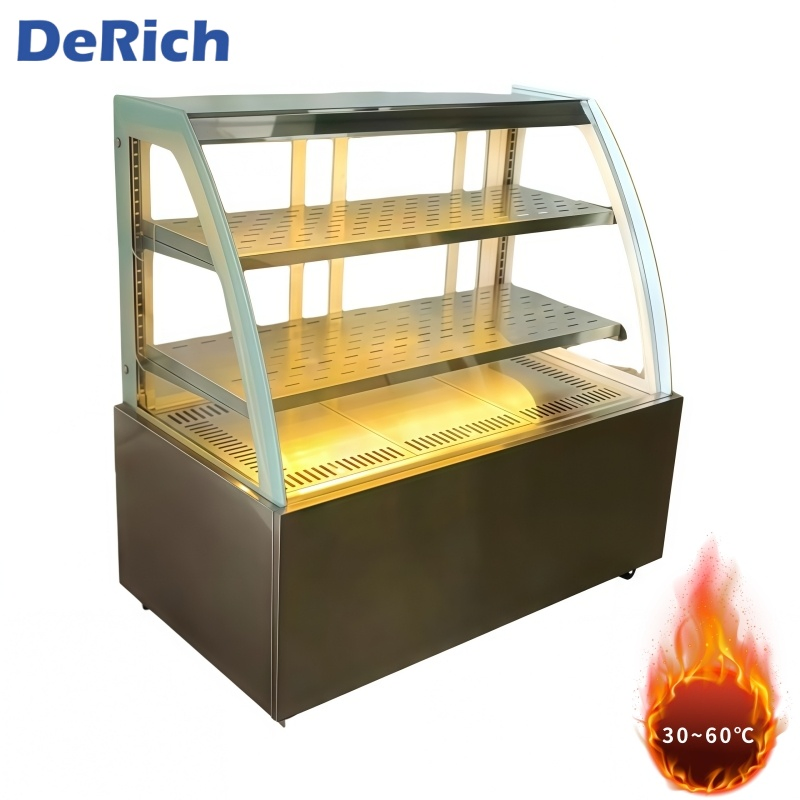 Derich Electric Warmer Display Hot-Food-Showcase Bread-Chips-Hot-Drink Cabinet Heat Lamp Curved-Glass for Restaurant-Kitchen-Equipment-Catering