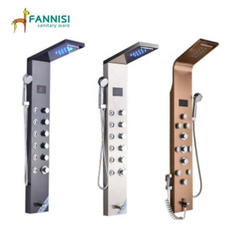 Factory Luxury Wall Mounted Thermostatic LED Rainfall Shower