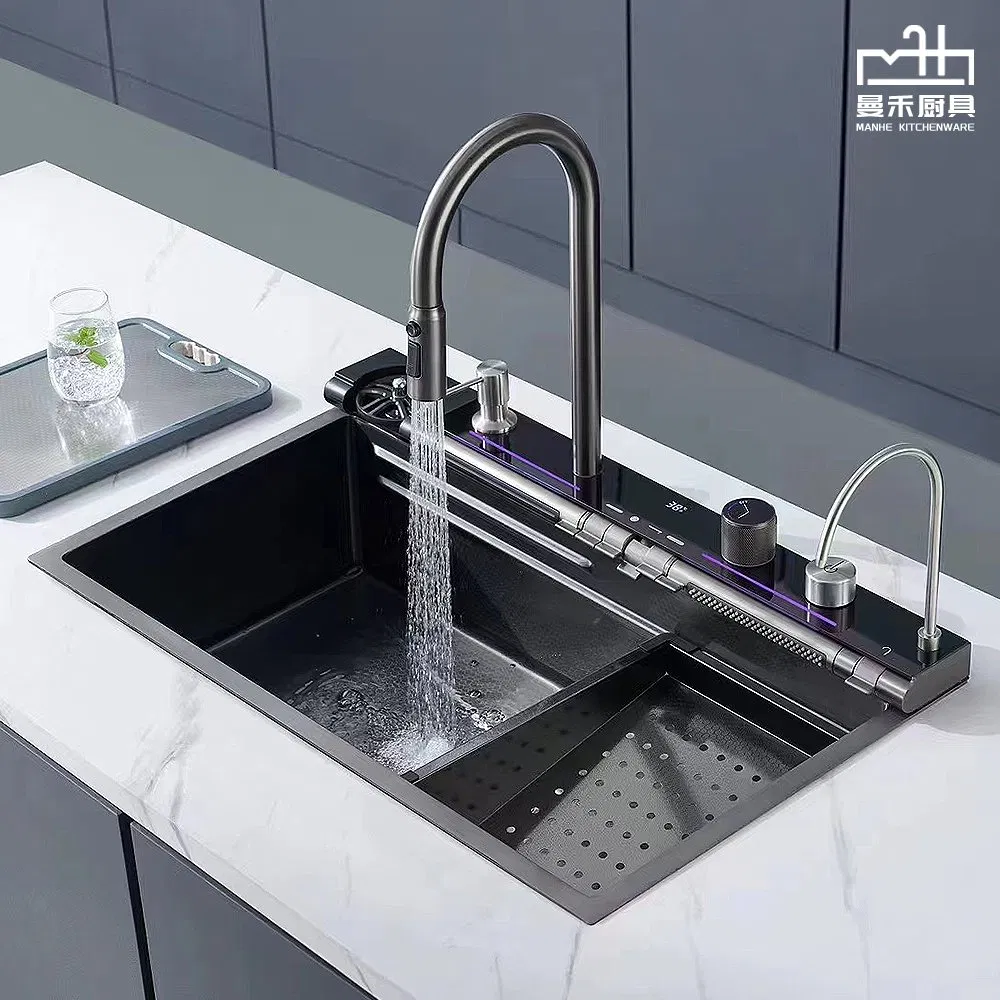 Luxury Smart Waterfall Sink Nano Stainless Steel Single Intelligent Kitchen Sink